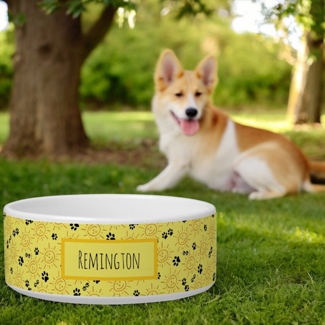 Écuelle Nom de l'animal de compagnie personnalisé Main des (front pet bowl)