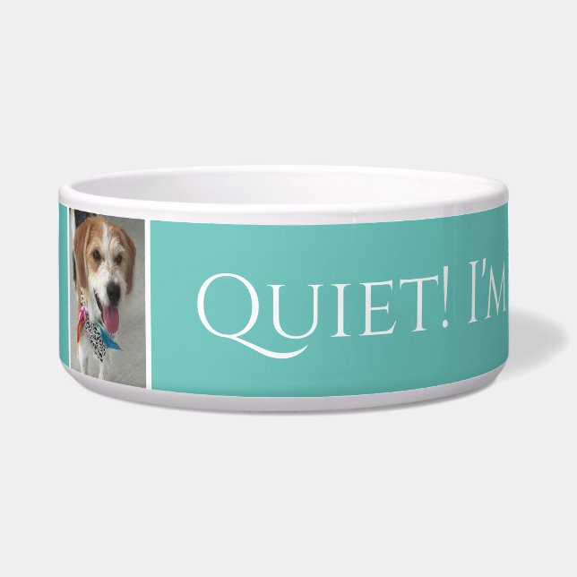 Écuelle Nom de l'animal / Photo Quiet! Je mange ! Drôle Lt (Devant)