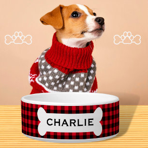 Écuelle Nom de l'os de chien plaqué de buffle rouge person