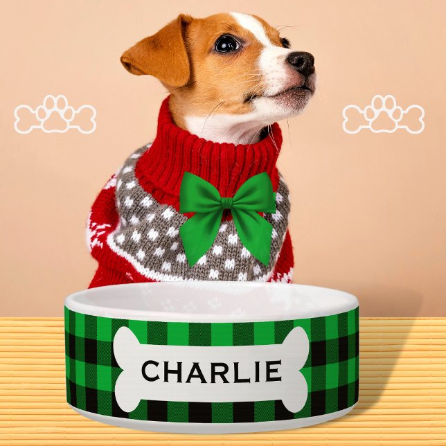 Écuelle Nom de l'os de chien plaqué de buffle vert personn (Créateur téléchargé)