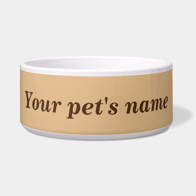 Écuelle Nom de votre animal de compagnie sur lumière Brown (Devant)