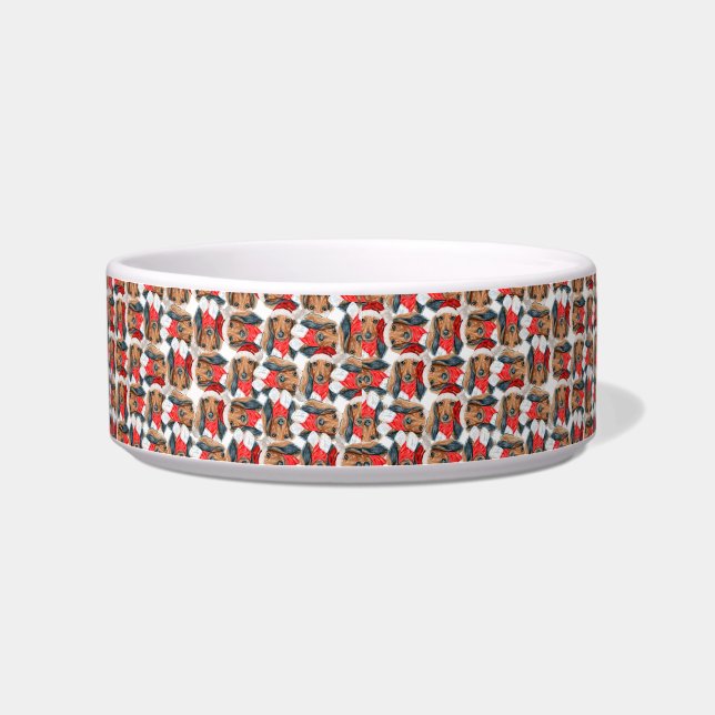 Écuelle Nom drôle de Dachshund à poils longs pour motif de (Gauche)