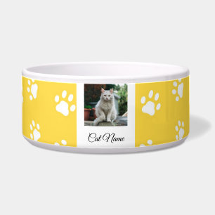 Écuelle Nom du chat Empreinte de patte mignon Bowl