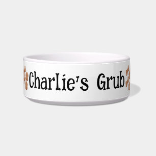 Écuelle 'Nom Grub' & friandise pour chien, personnalisé