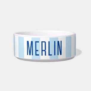 Écuelle Nom moderne bleu pâle et blanc rayé