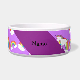 Écuelle Nom personnalisé arc-en-ciel unicorne pourpre arc-