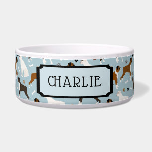 Écuelle Nom personnalisé Boxer Dog Bones and Paws