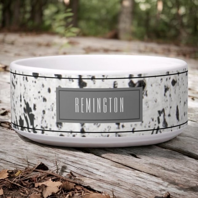 Écuelle Nom personnalisé de l'animal de compagnie Écorce r (custom pet bowl front)