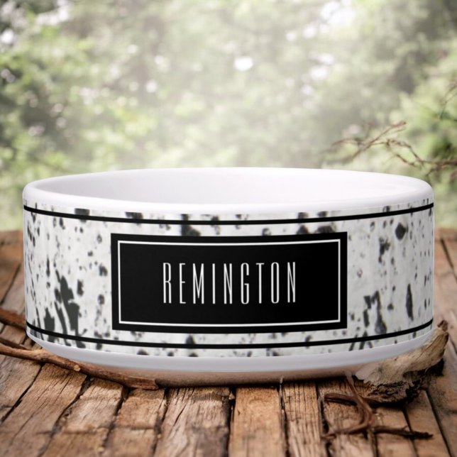 Écuelle Nom personnalisé de l'animal de compagnie Rustic W (custom pet bowl front)