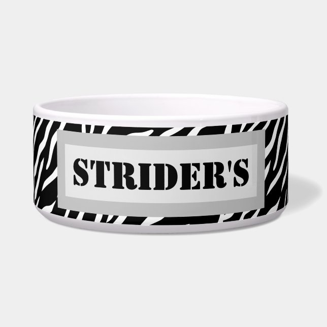 Écuelle Nom personnalisé de l'animal Zebra Print Bowl (Devant)