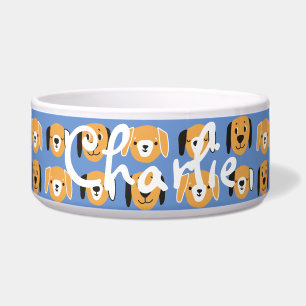 Écuelle Nom personnalisé du Motif de tête de chien jaune m