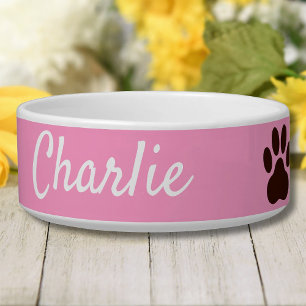 Écuelle Nom Personnalisé Et Couleur Empreinte de patte Pet