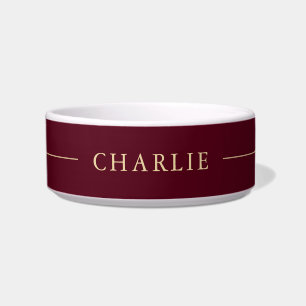 Écuelle Nom personnalisé minimaliste or script bordeaux po