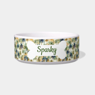 Écuelle Nom personnalisé Palm Trees Motif chien animal de 