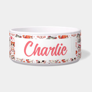 Écuelle Nom personnalisé Pet Bowl avec Décor Motif Chat
