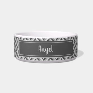 Écuelle Nom Tasse pour animaux à motif diamant trois tons