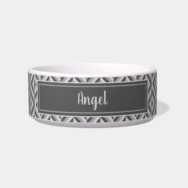 Écuelle Nom Tasse pour animaux à motif diamant trois tons  (Devant)