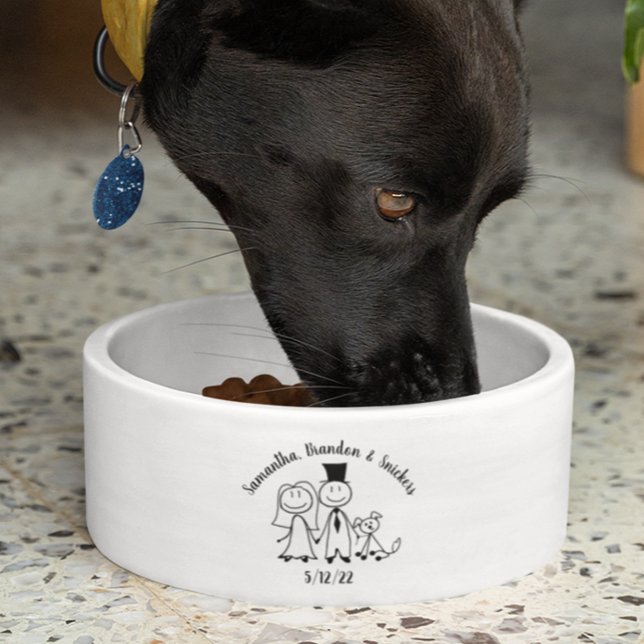 Écuelle Noms Personnalisés Couple Mariage Chien Mignon  (Créateur téléchargé)