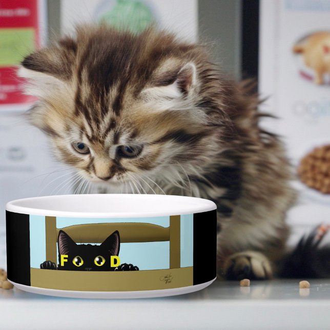 Écuelle Nourriture pour chat noir Humour de chat affamé (Créateur téléchargé)