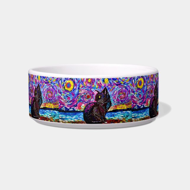 Écuelle Nuit étoile Black Kitty Ceramic Food Bowl (Droite)