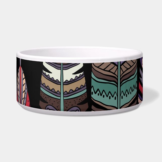 Écuelle Oiseaux Plumes Art Tribal Sans Seamless (Devant)