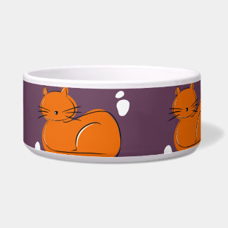 Écuelle Orange Cat Ceramic Pet Bowl