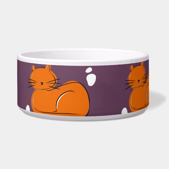 Écuelle Orange Cat Ceramic Pet Bowl (Gauche)