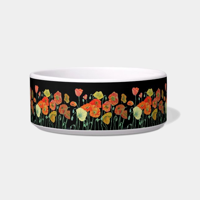 Écuelle Orange Poppy jolies fleurs florale Pet Drink Bowl (Devant)