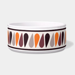 Écuelle Orange Retro Teardrop Motif Ceramic Chien Bowl