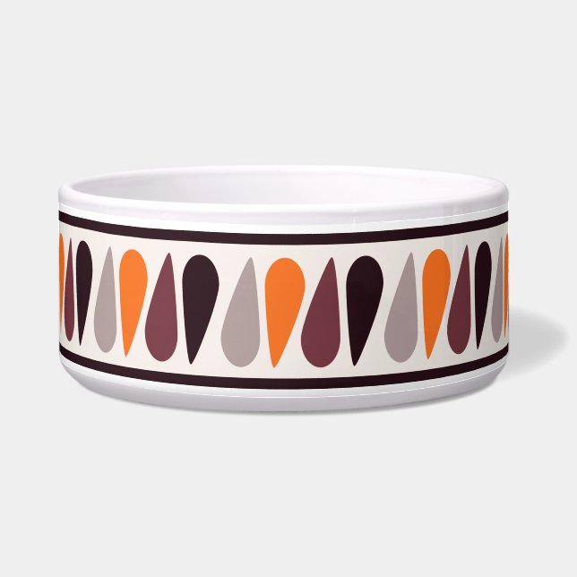 Écuelle Orange Retro Teardrop Motif Ceramic Chien Bowl (Devant)