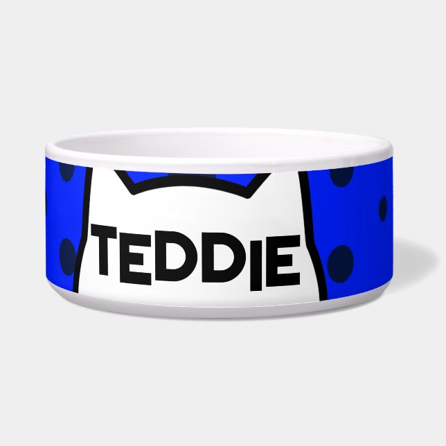 Écuelle Oreilles de chat bleu rouge (Devant)