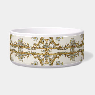 Écuelle Orné d'or blanc céramique fleurie poêle Bowl