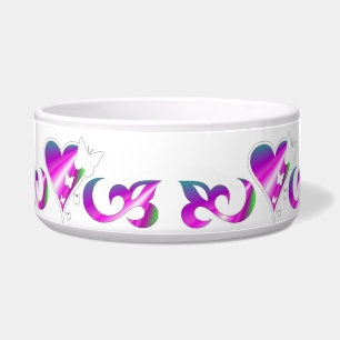 Écuelle Ornements Coeur arc-en-ciel avec papillon et Lily