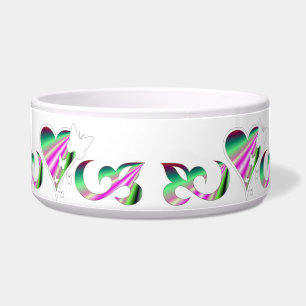 Écuelle Ornements Coeur arc-en-ciel avec papillon et Lily