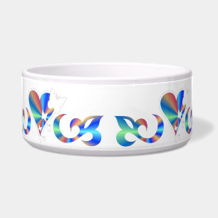 Écuelle Ornements Coeur arc-en-ciel avec papillon et Lily