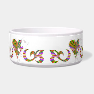 Écuelle Ornements Coeur arc-en-ciel avec papillon et Lily