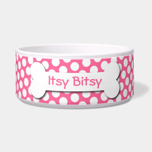 Écuelle Os de chien rose et blanc Polka