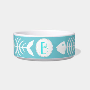 Écuelle Os de poisson blanc marine en bleu cyan