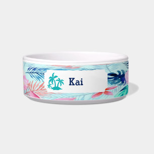 Écuelle Palmier Tropical Coloré Pet Bowl Personnalisé