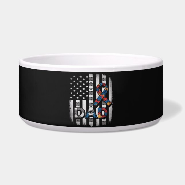 Écuelle Papa sensibilisation à l'autisme Drapeau USA Fête  (Devant)