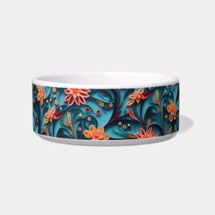 Écuelle Papier floral motif en céramique Pet Bowl