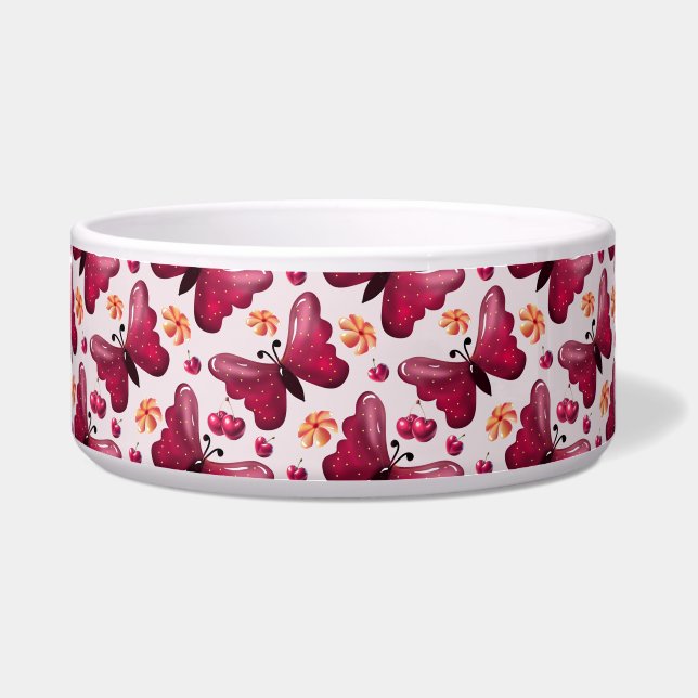 Écuelle Papier peint sans couture Cerisier Papillon Rose (Devant)
