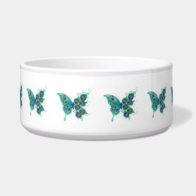 Écuelle Papillon aux plumes de paon vert (Devant)