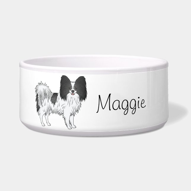 Écuelle Papillon noir et blanc mignon avec texte personnal (Devant)
