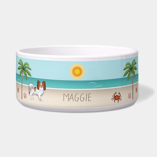 Écuelle Papillon Rouge Et Blanc Chien Plage Été Tropical (Devant)