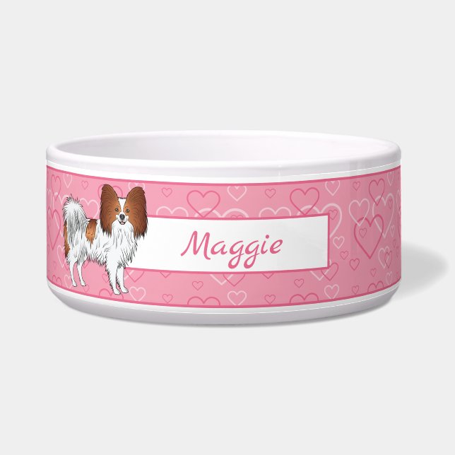 Écuelle Papillon Rouge Et Blanc Mignon Chien Sur Coeurs Ro (Devant)