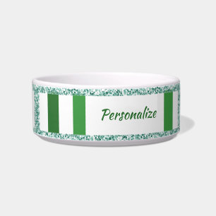 Écuelle Parties scintillant Glam Silver Green Stripe Motif