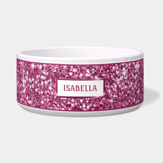Écuelle Parties scintillant rose Faux Regarder avec nom pe (Devant)