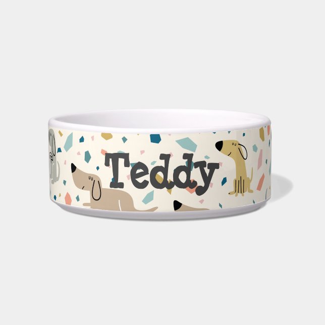 Écuelle Pastel Terrazzo Funny Mignonne Chien Motif (Devant)