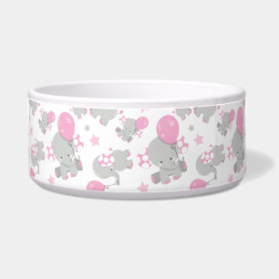 Écuelle Pattern of Elephants, Cute Elephants - Pink Gray